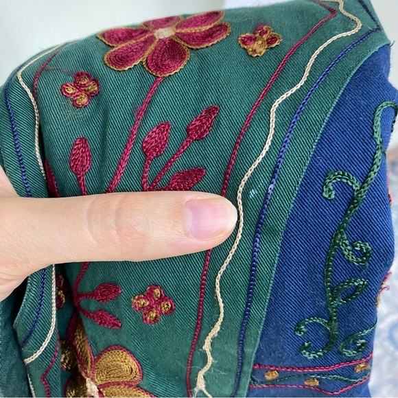 VTG 80s 90s Solutions Green Blue Floral Embroidered Vest Size Large Boho Grunge - Picture 13 of 15